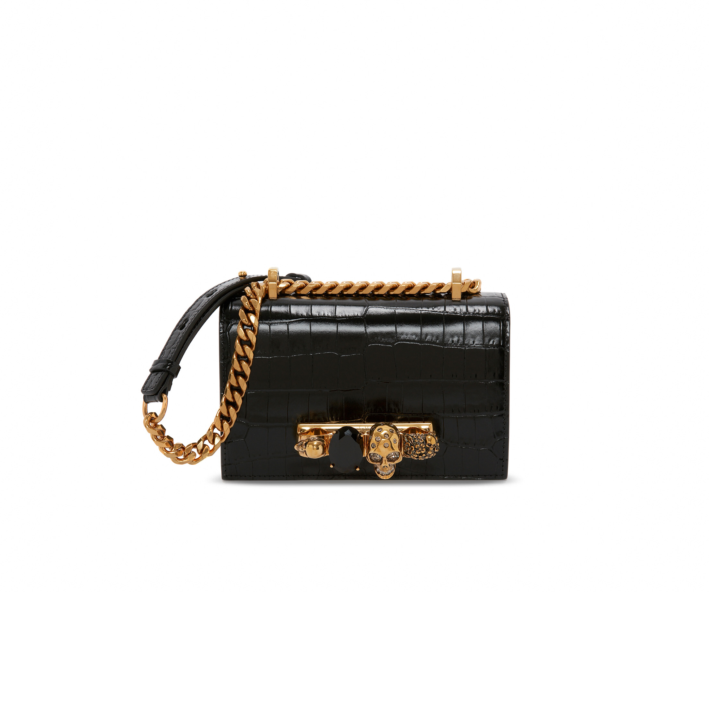 ALEXANDER MCQUEEN WOMEN'S MINI JEWELLED SATCHEL IN BLACK 6531341HB0T1001 (17.5*9.5*4cm)